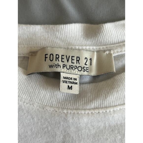 Forever 21 with purpose white rose grateful 100% cotton T-shirt - Picture 4 of 6